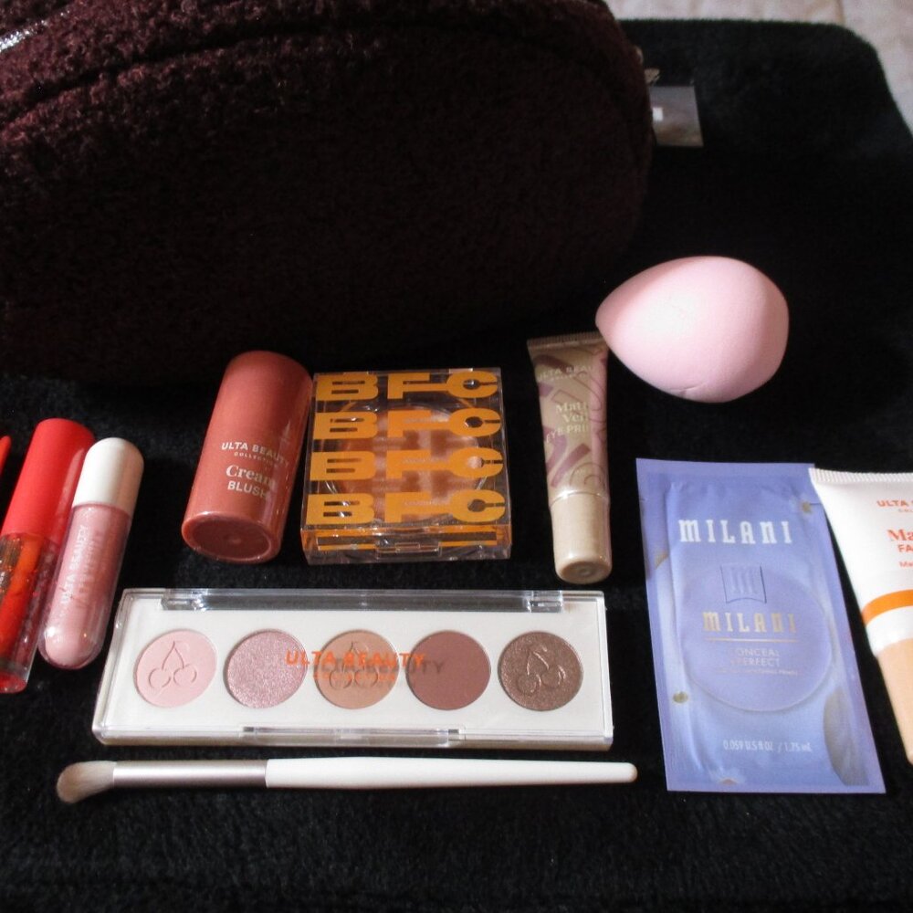 Lot of VariousTravel Beauty Products Ulta Revolution w/Fuzzy Cosmetic Bag NEW